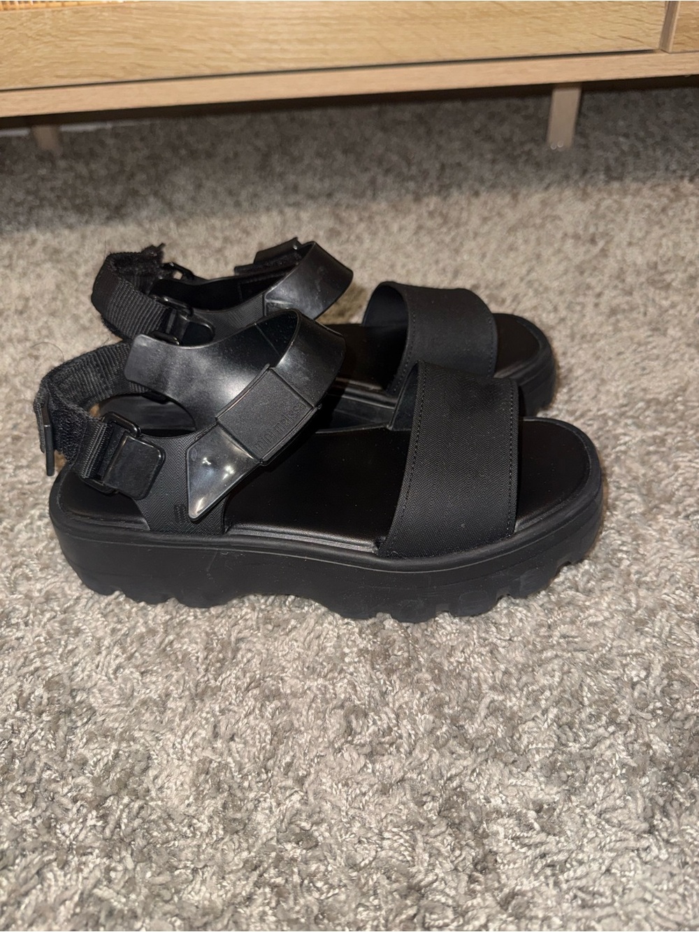 Mini Melissa Black Kids' Adjustable Strap Sandals